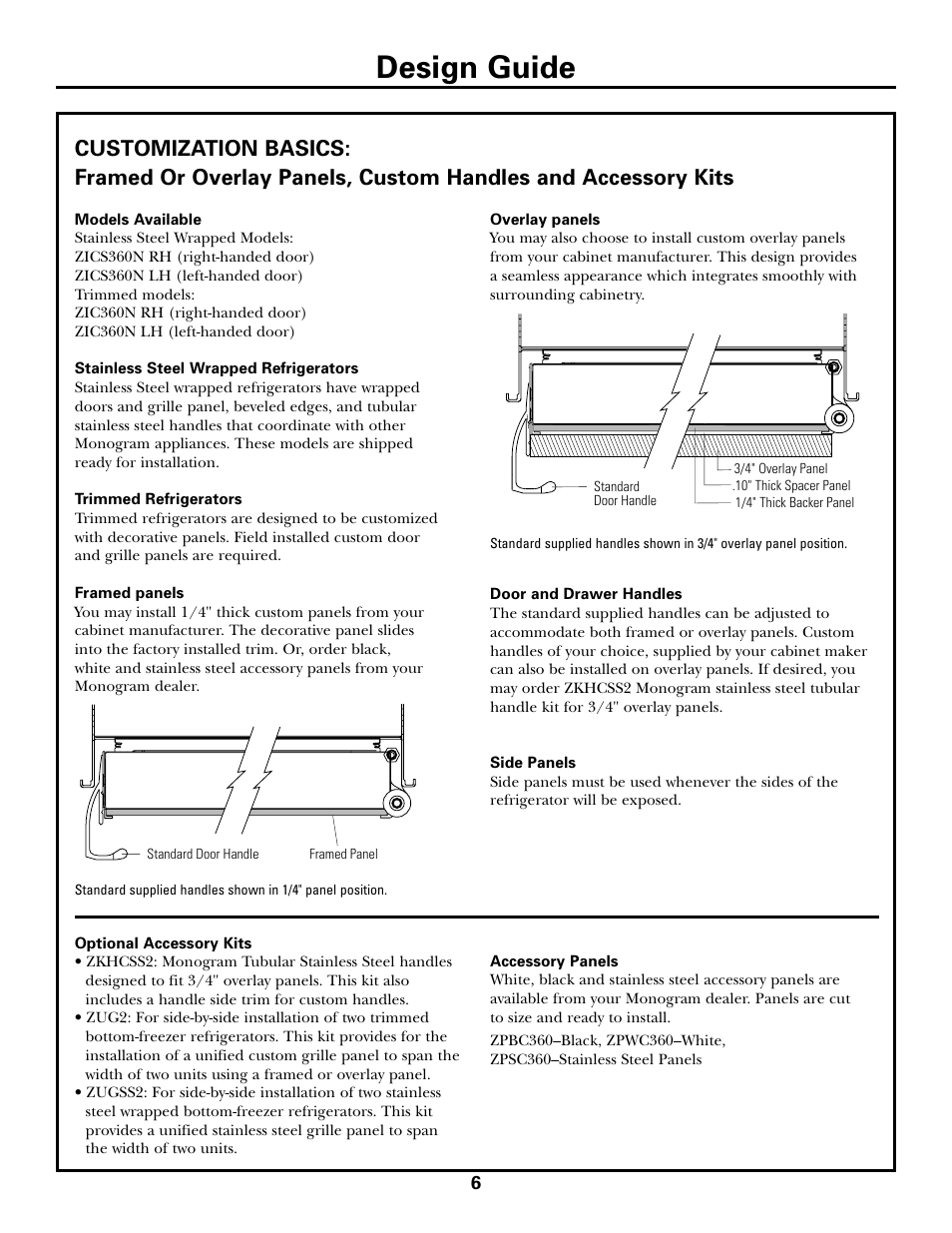 Customization basics, Design guide | GE Monogram ZICS360 LH User Manual | Page 6 / 20