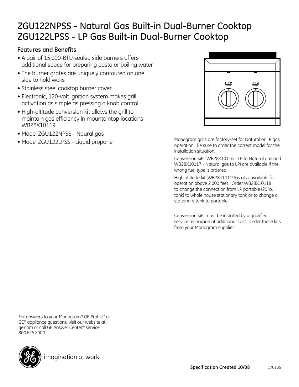 GE ZGU122NPSS User Manual | Page 2 / 2