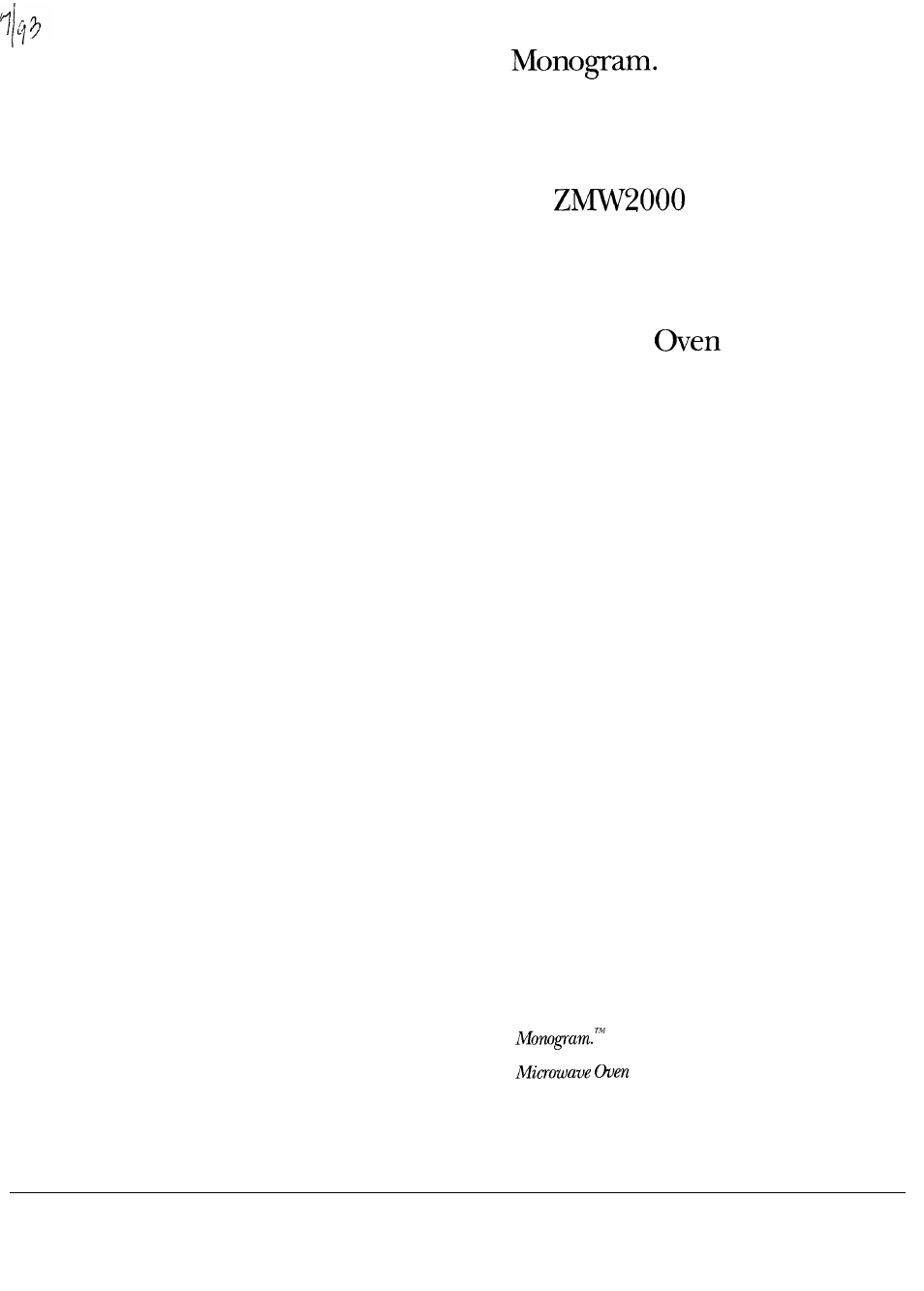 GE Monogram ZW2000 User Manual | 36 pages