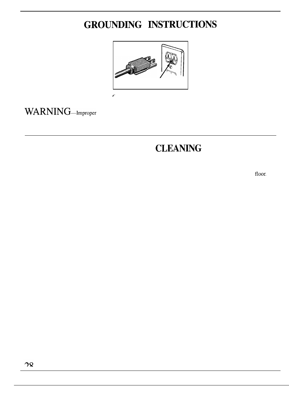 Adapter plugs, Care and cleaning , 29, Extension cords | Grounding instructions, Care and | GE Monogram ZW2000 User Manual | Page 28 / 36