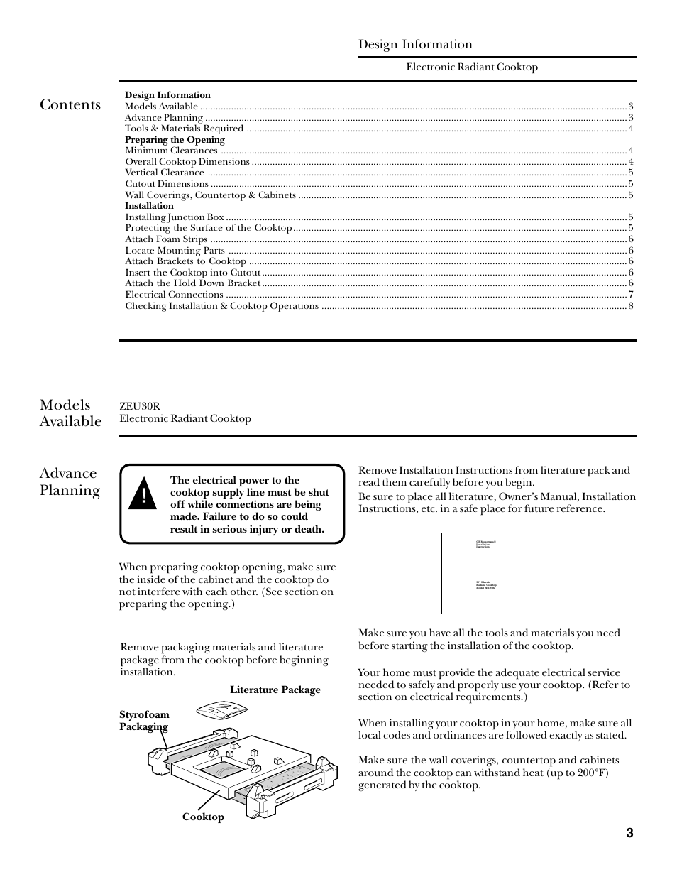 GE Monogram ZEU30R User Manual | Page 3 / 8