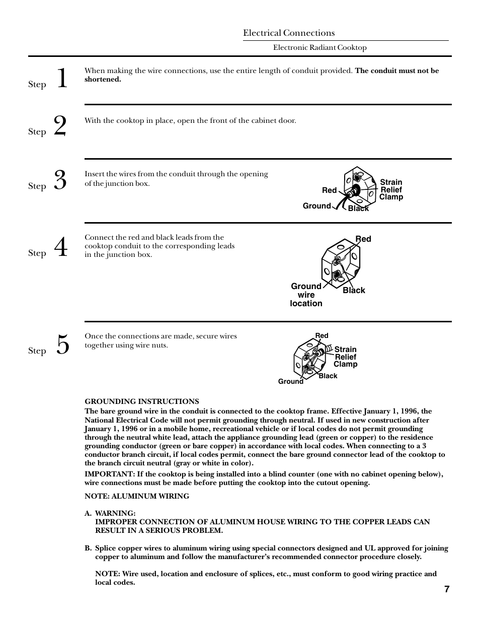 Electrical connections | GE Monogram ZEU30R User Manual | Page 7 / 8