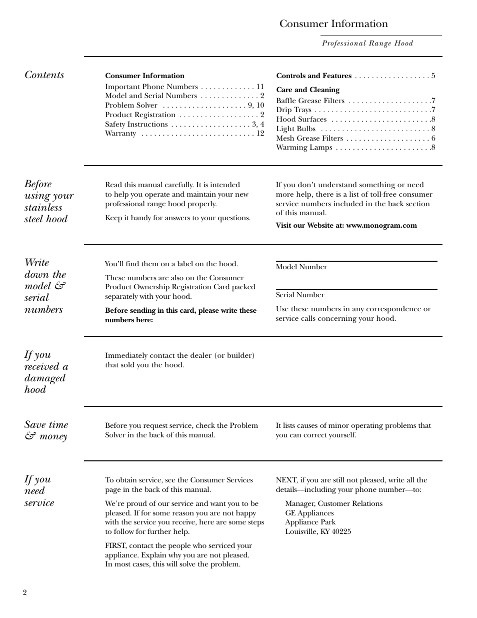 GE Monogram ZV30 User Manual | Page 2 / 12