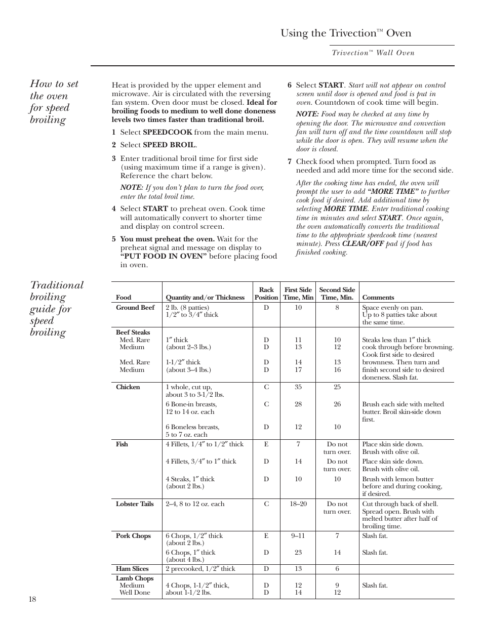 Using the trivection, Oven | GE Monogram ZET3038 User Manual | Page 18 / 44