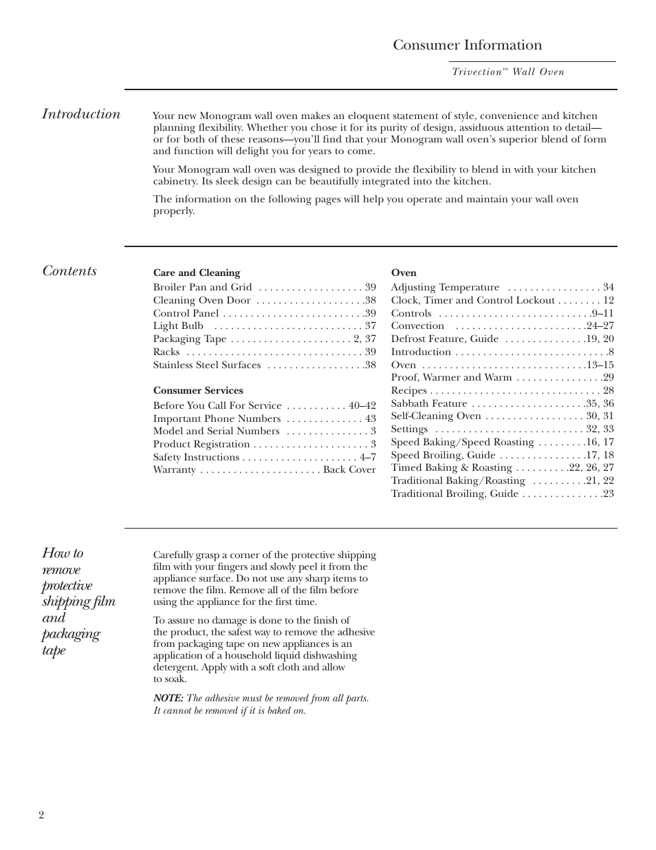 GE Monogram ZET3038 User Manual | Page 2 / 44