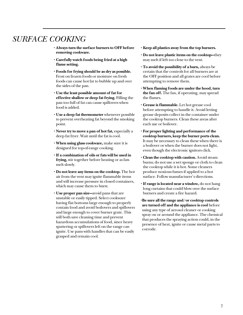 Surface cooking | GE Monogram Stainless Steel Professional 30 Range User Manual | Page 7 / 28