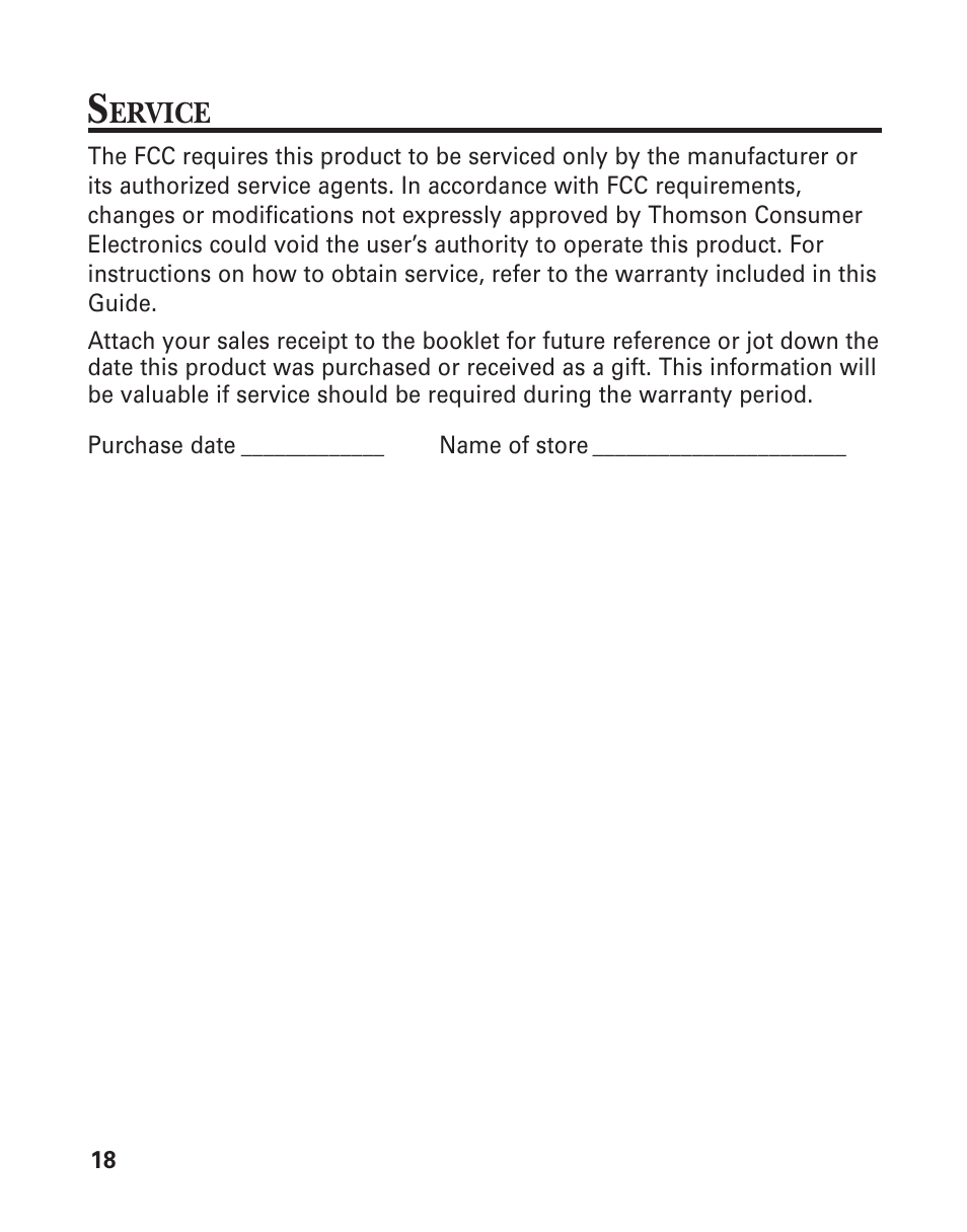 Service | GE Monogram 2-6920/2-6921 User Manual | Page 18 / 22