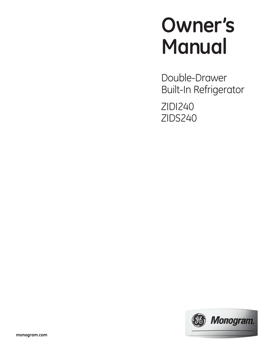 GE Monogram ZIDI240 User Manual | 20 pages