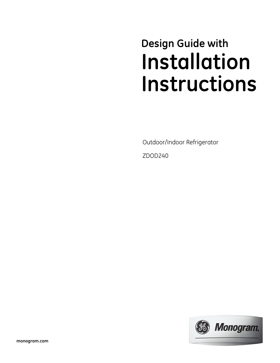 GE Monogram ZDOD240 User Manual | 8 pages