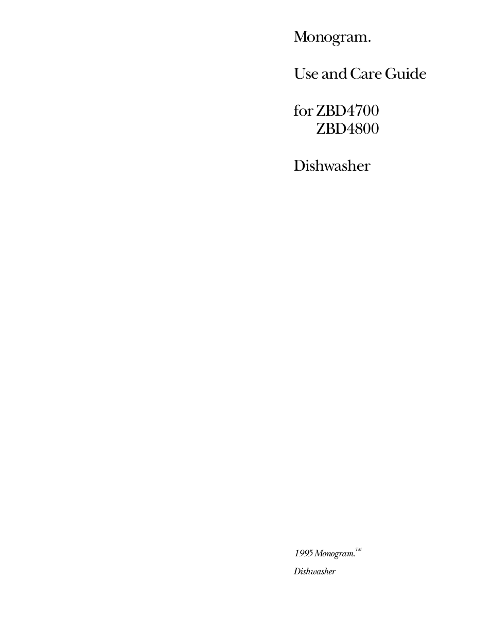 GE Monogram ZBD4800 User Manual | 16 pages