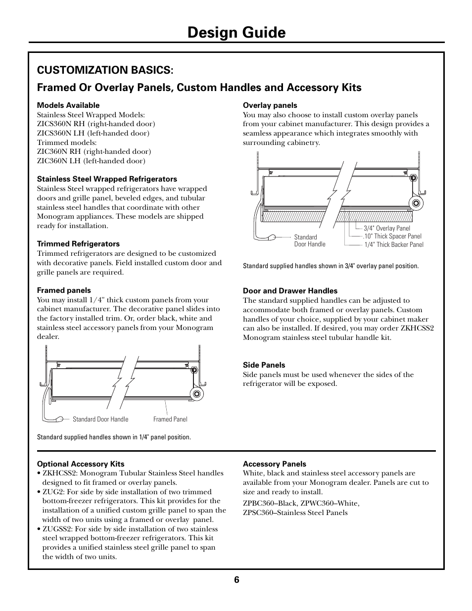 Design guide | GE Monogram ZICS360N RH User Manual | Page 6 / 20