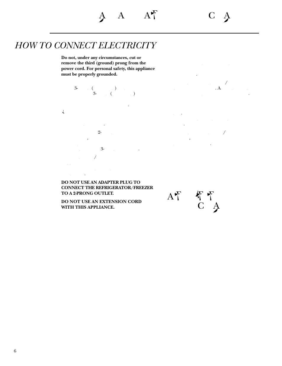 How to connect electricity | GE Monogram Built In 36 Single Door Refrigerators and 36 Single Door Freezers User Manual | Page 6 / 20