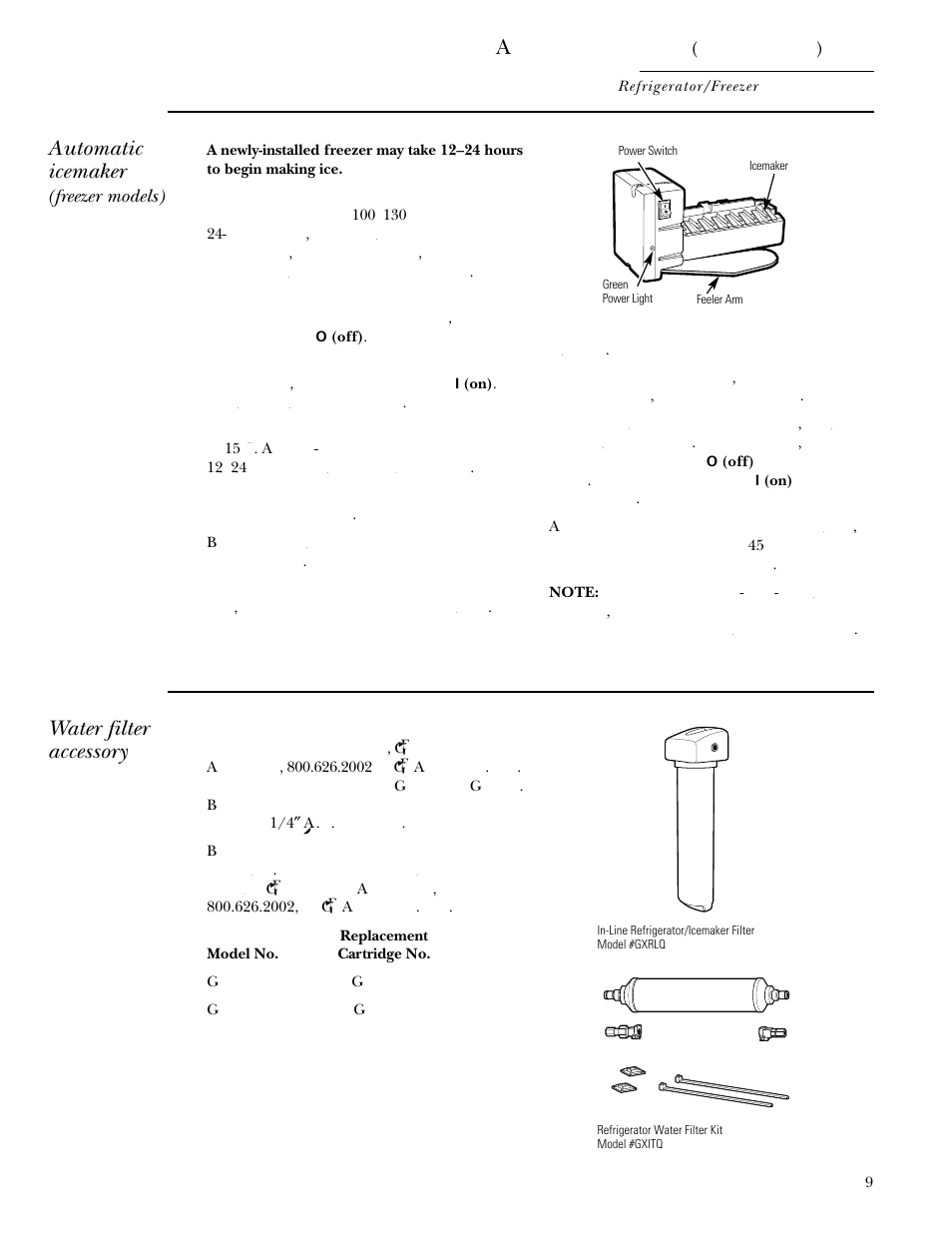 Automatic icemaker, Water filter accessory | GE Monogram Built In 36 Single Door Refrigerators and 36 Single Door Freezers User Manual | Page 9 / 20