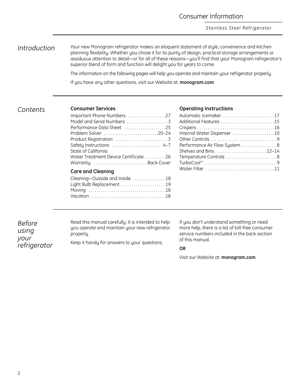 GE Monogram 225D1804P011 User Manual | Page 2 / 28