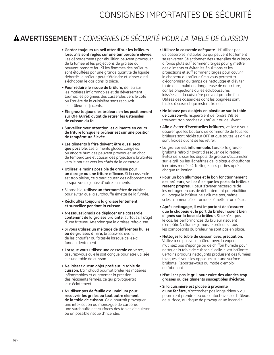 Numéro de modèle et de série, Consignes importantes de sécurité | GE Monogram ZDP484LGPSS User Manual | Page 50 / 128