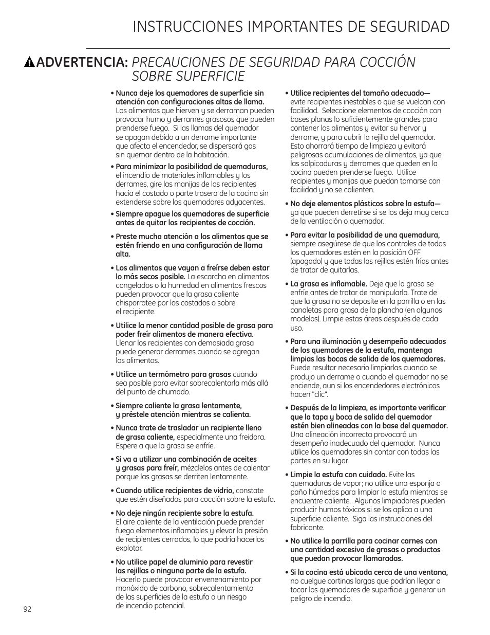 Papel de aluminio, Papel de aluminio , 102, 106, Instrucciones importantes de seguridad | GE Monogram ZDP484LGPSS User Manual | Page 92 / 128