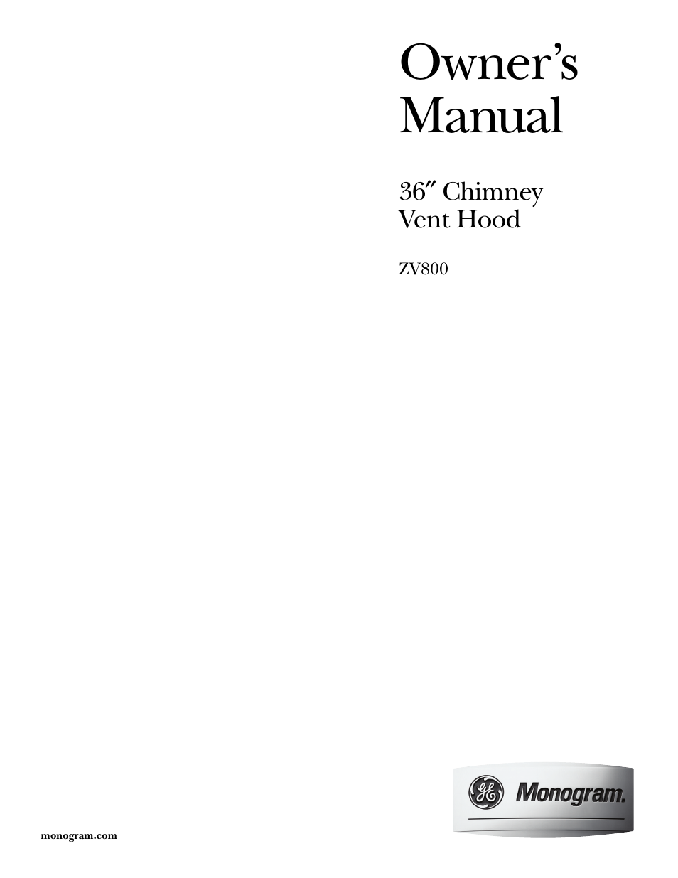 GE Monogram ZV800 User Manual | 12 pages
