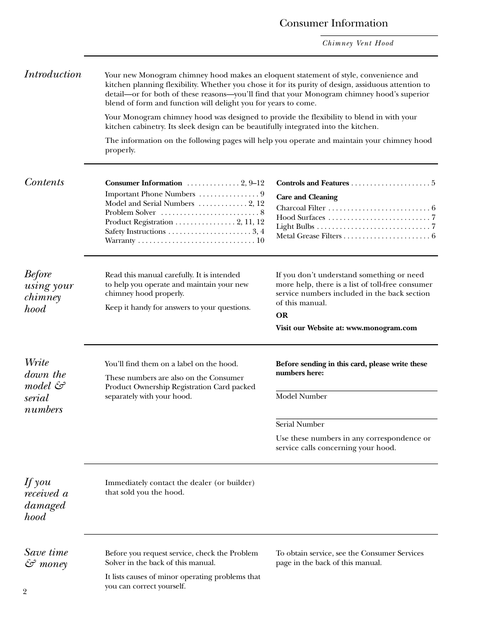 GE Monogram ZV800 User Manual | Page 2 / 12