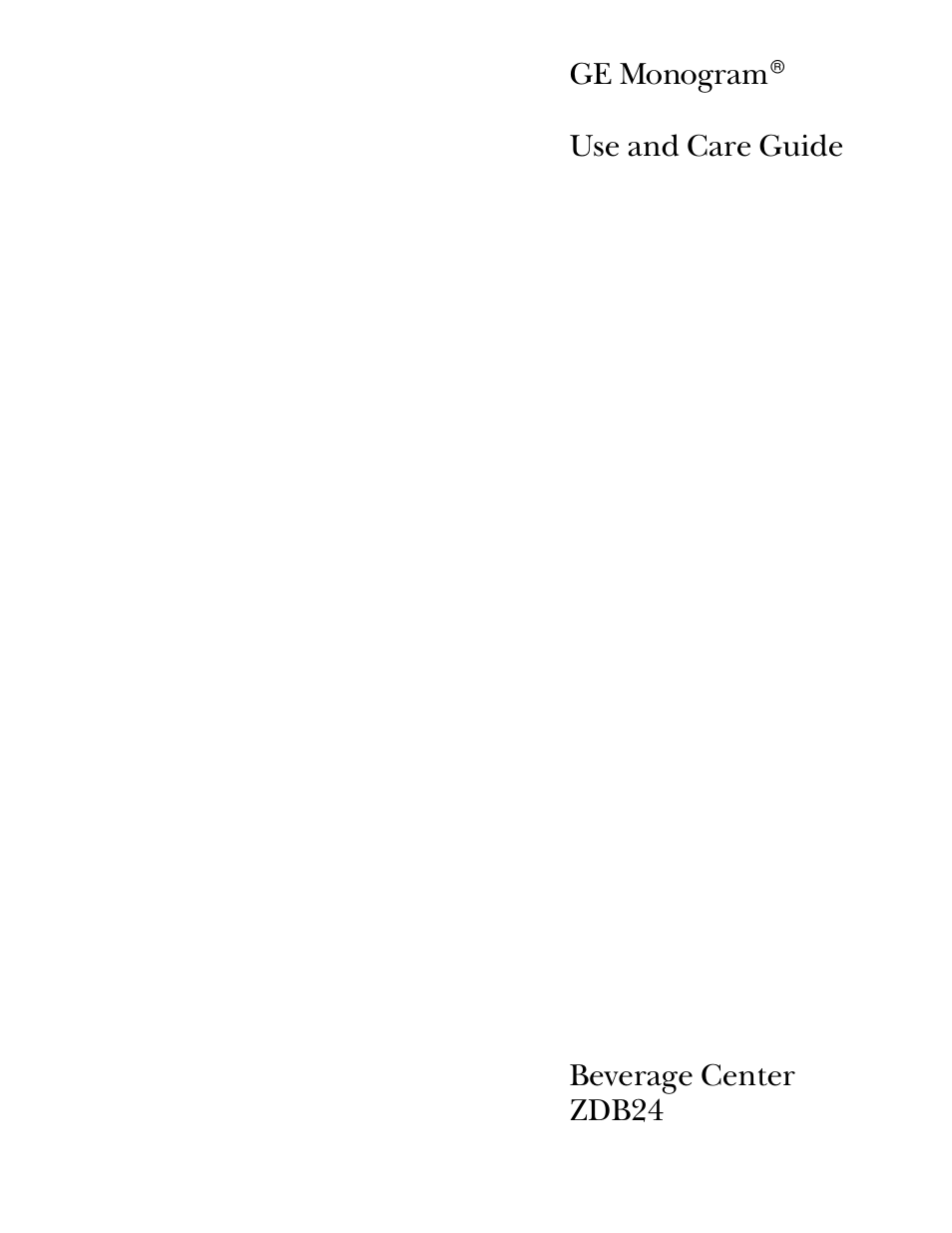 GE Monogram ZDB24 User Manual | 20 pages