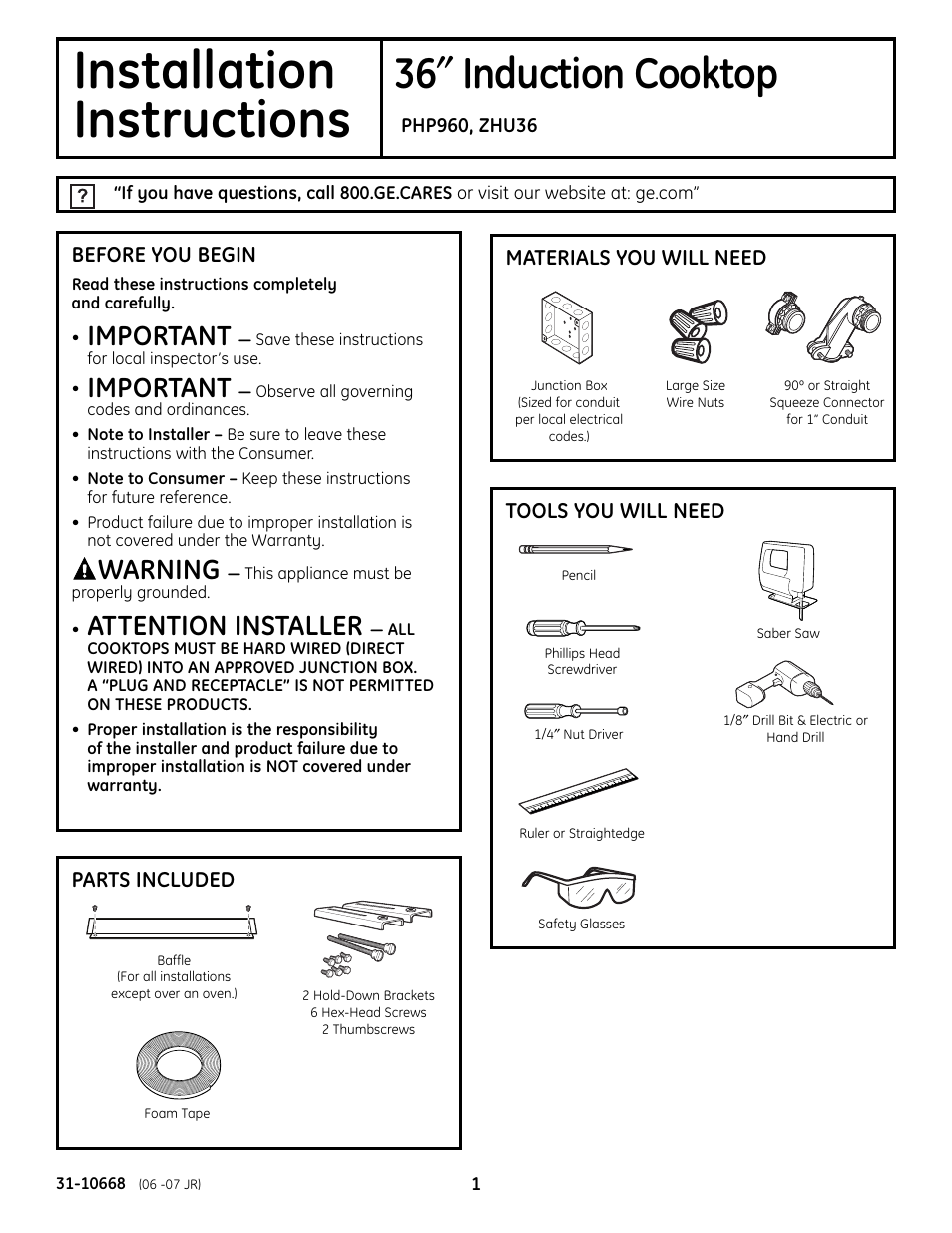 GE Monogram ZHU36 User Manual | 32 pages