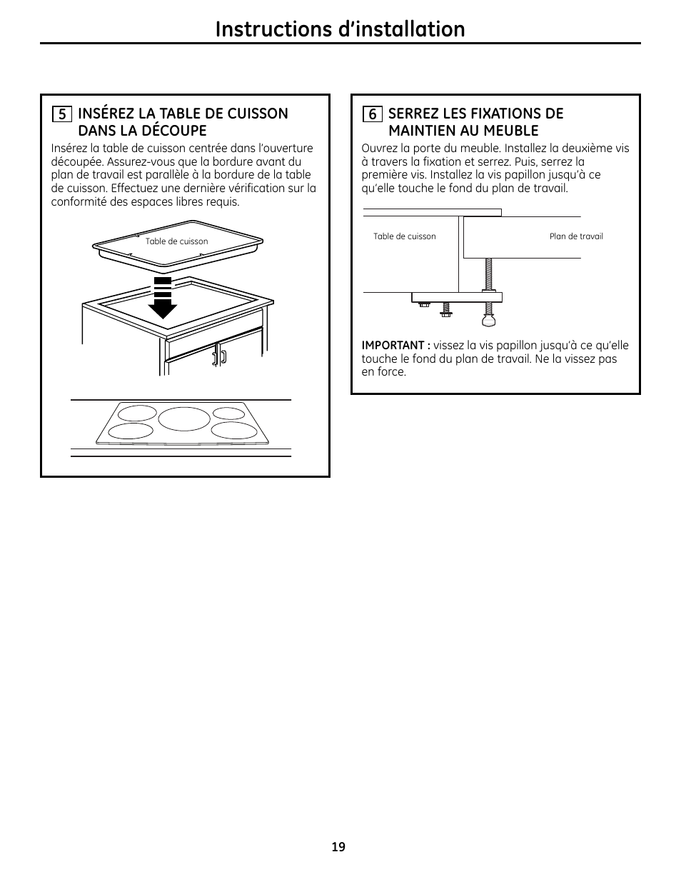 Instructions d’installation | GE Monogram ZHU36 User Manual | Page 19 / 32