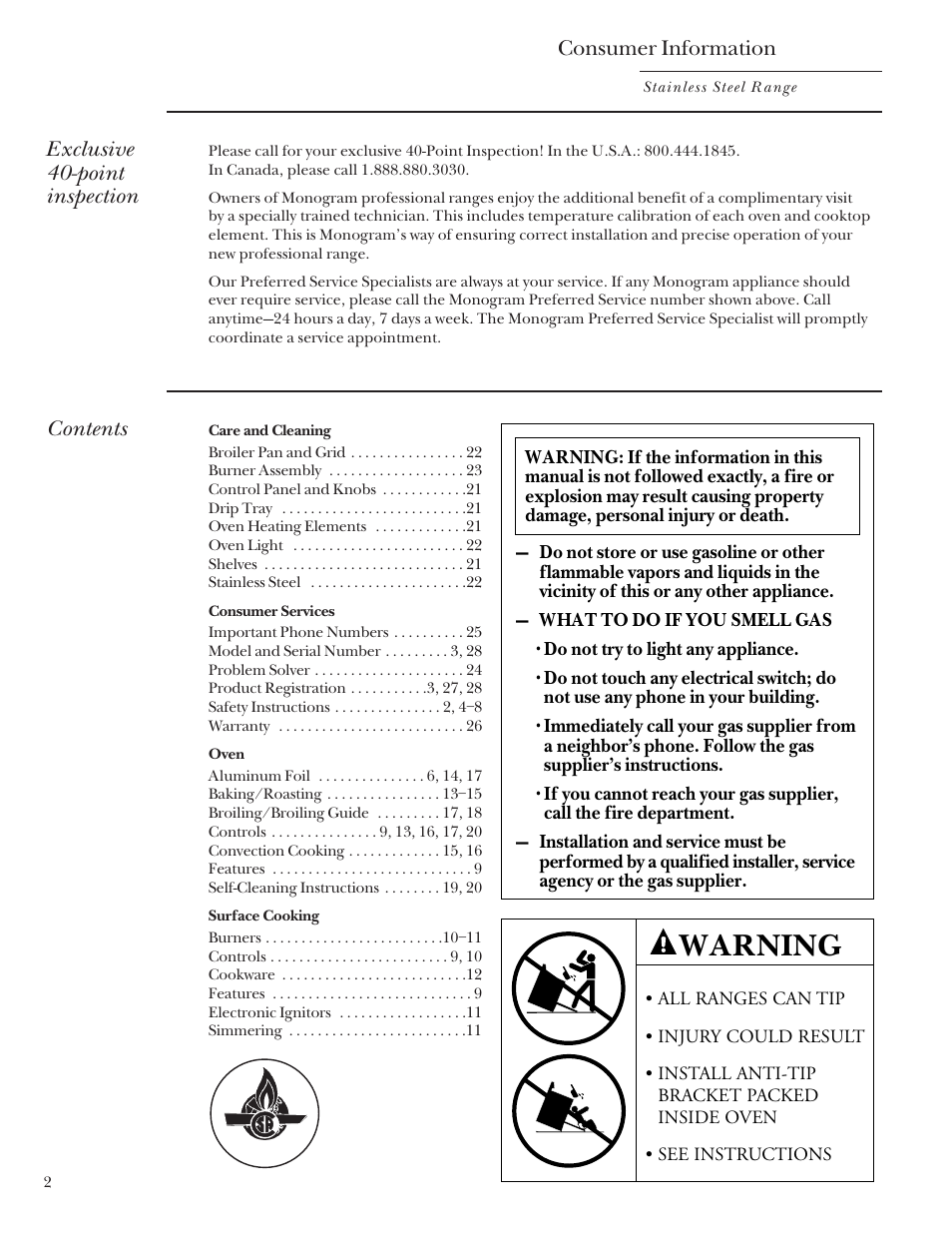 GE Monogram 164D4290P031 User Manual | Page 2 / 28