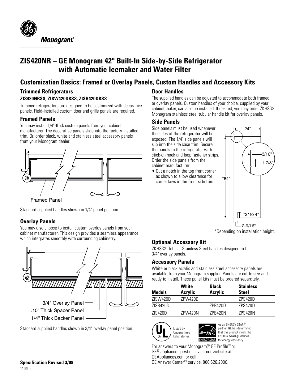 GE Monogram ZIS420NR User Manual | Page 2 / 6