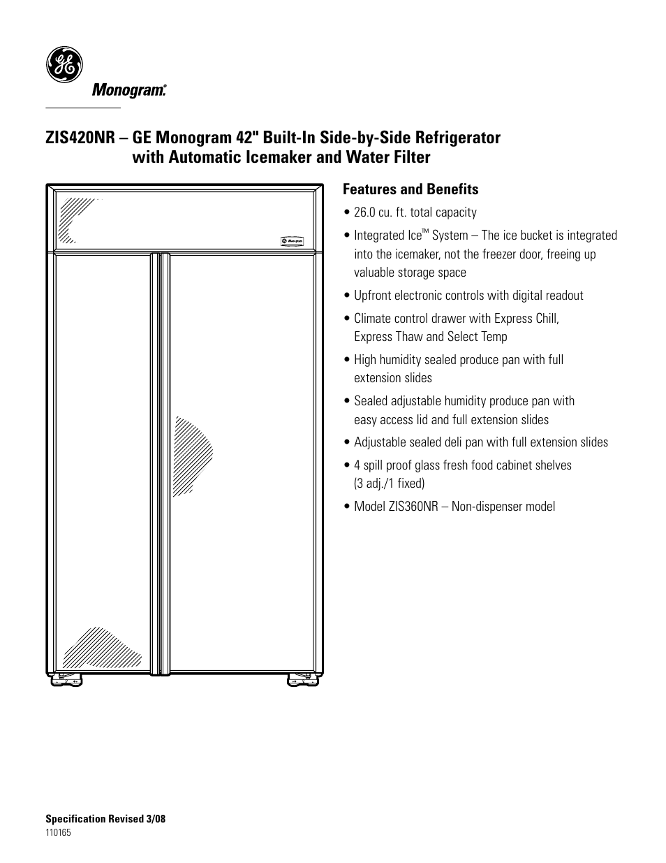 Zis420nr | GE Monogram ZIS420NR User Manual | Page 6 / 6