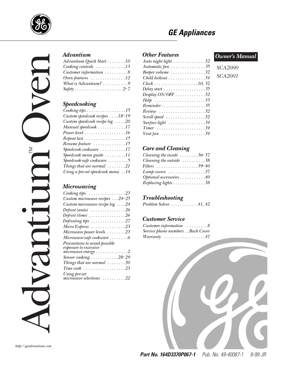 GE Monogram SCA2000 User Manual | 48 pages