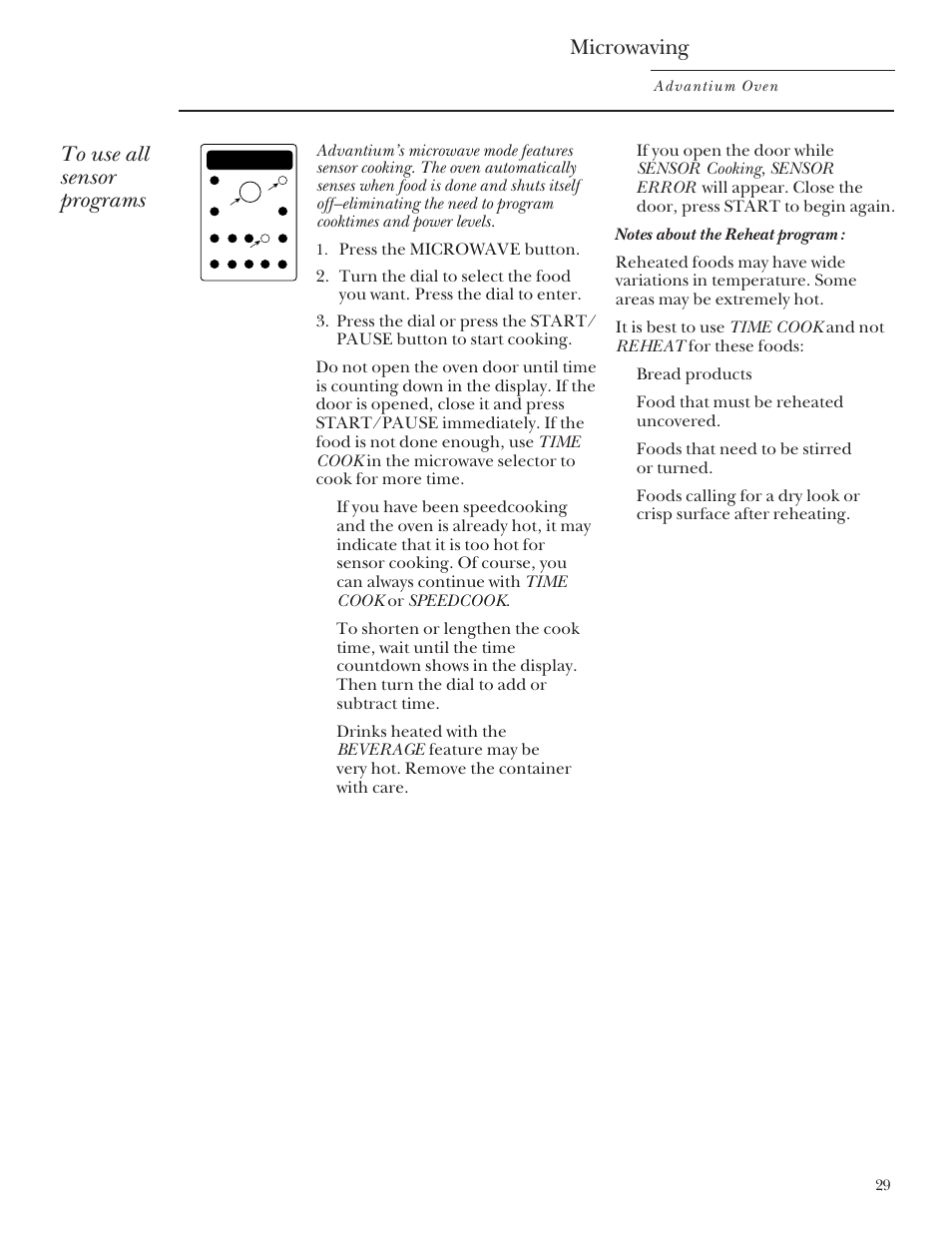 Microwaving | GE Monogram SCA2000 User Manual | Page 29 / 48