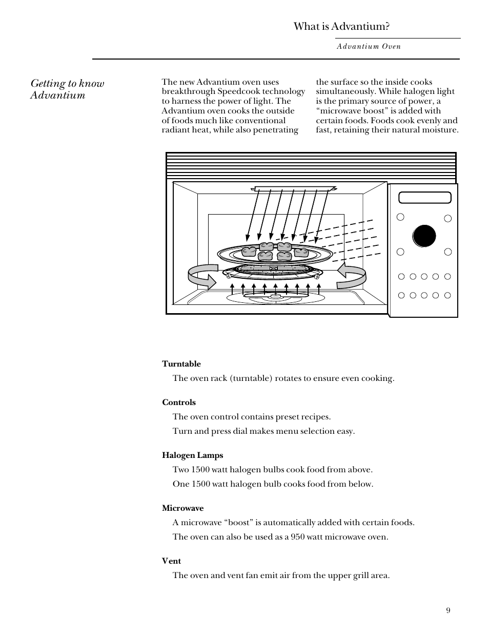 What is advantium, Getting to know advantium | GE Monogram SCA2000 User Manual | Page 9 / 48
