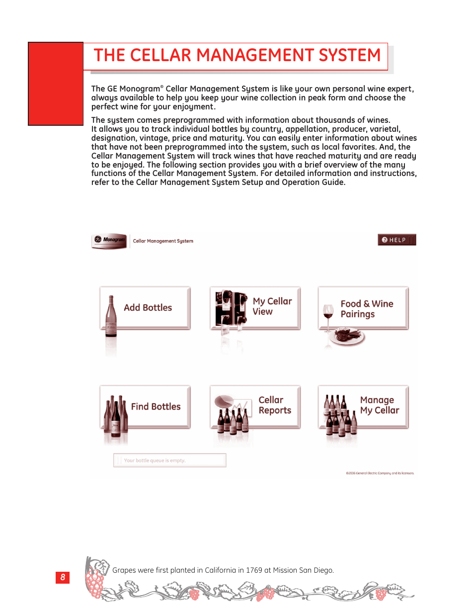 The cellar management system, The cellar management system –11 | GE Monogram Wine Vault User Manual | Page 8 / 40
