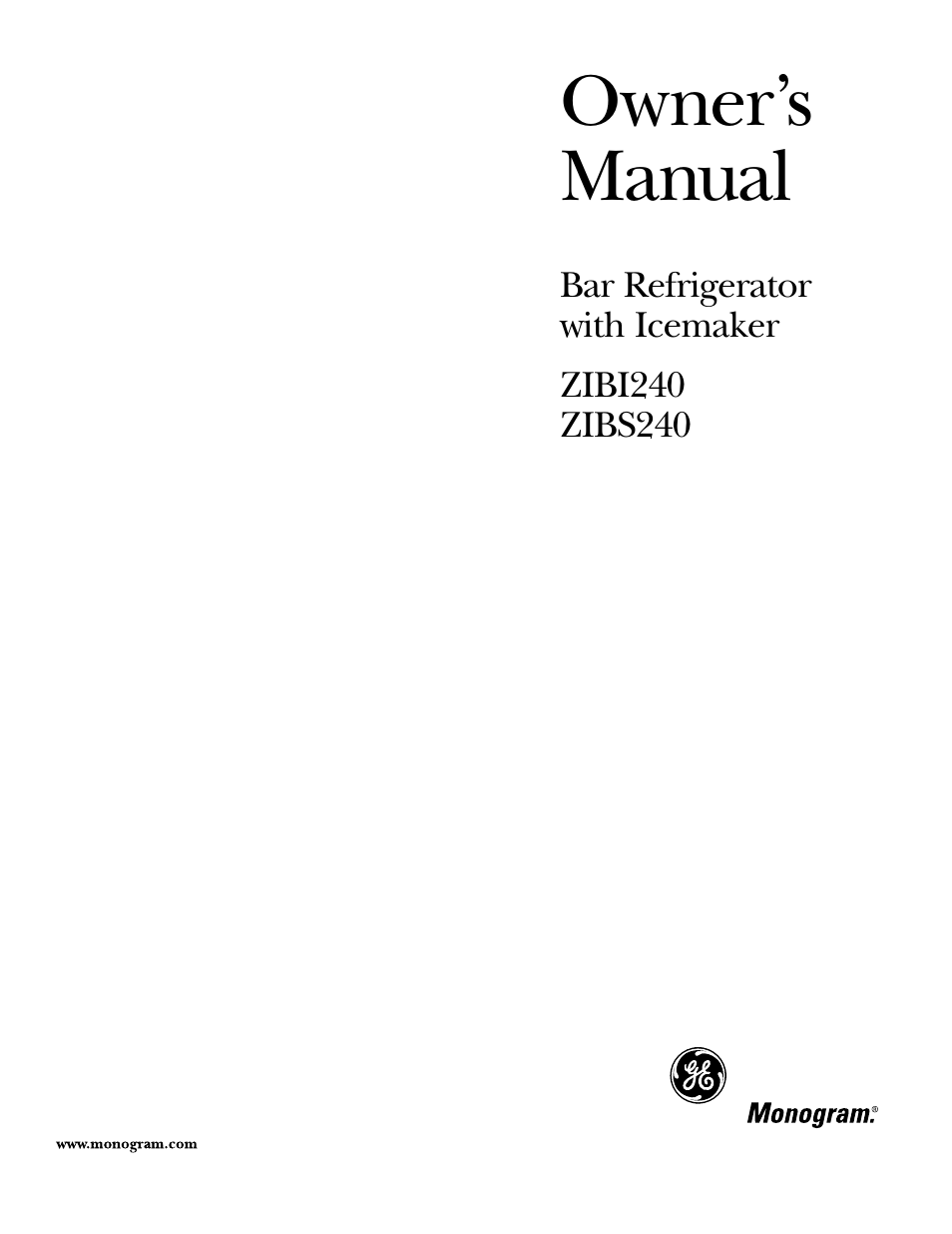 GE Monogram ZIBS240 User Manual | 20 pages