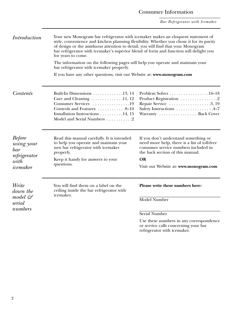 GE Monogram ZIBS240 User Manual | Page 2 / 20