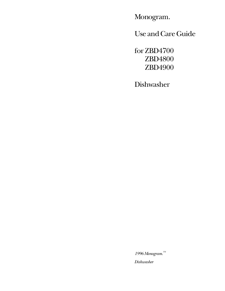 GE Monogram ZBD4700 User Manual | 16 pages