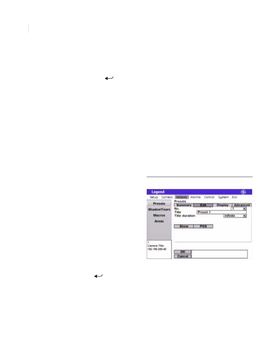 Programming presets with the programming interface | GE Monogram Security Legend Camera User Manual | Page 12 / 77