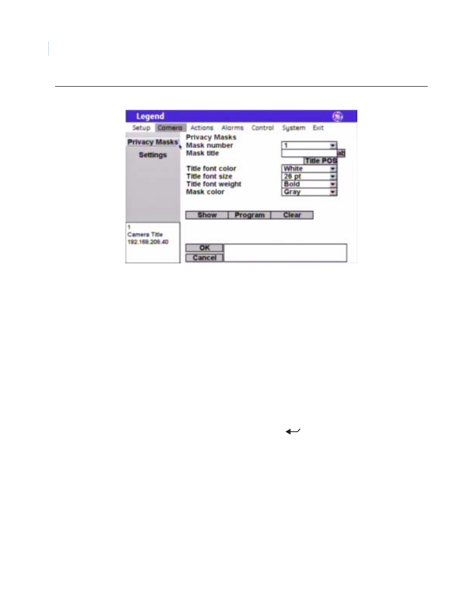 GE Monogram Security Legend Camera User Manual | Page 24 / 77