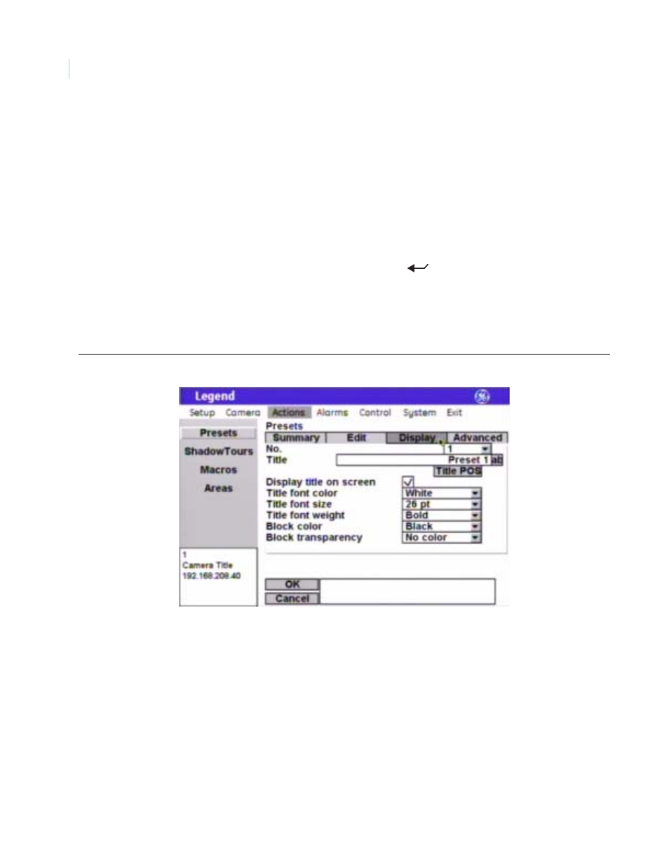 GE Monogram Security Legend Camera User Manual | Page 36 / 77