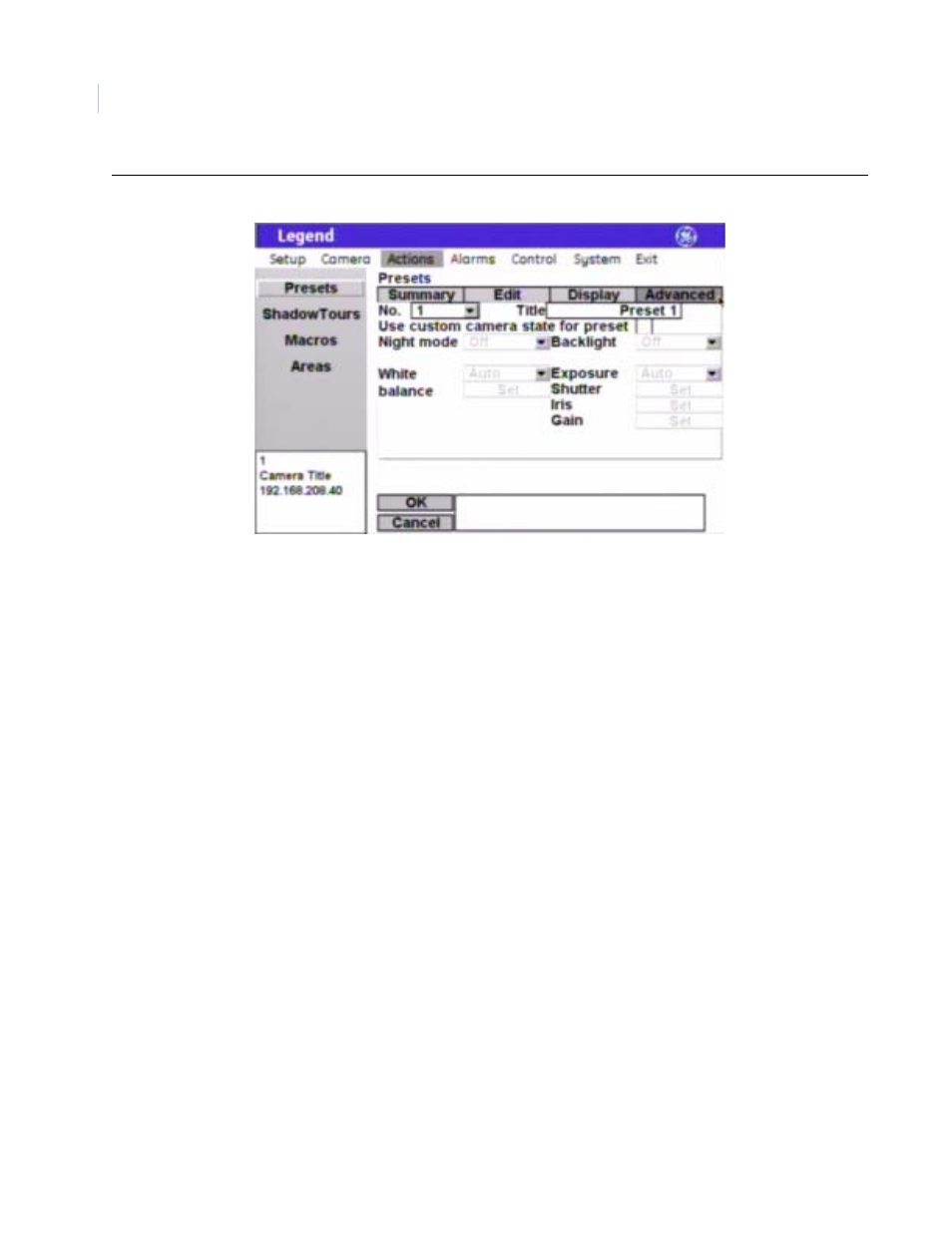 GE Monogram Security Legend Camera User Manual | Page 38 / 77