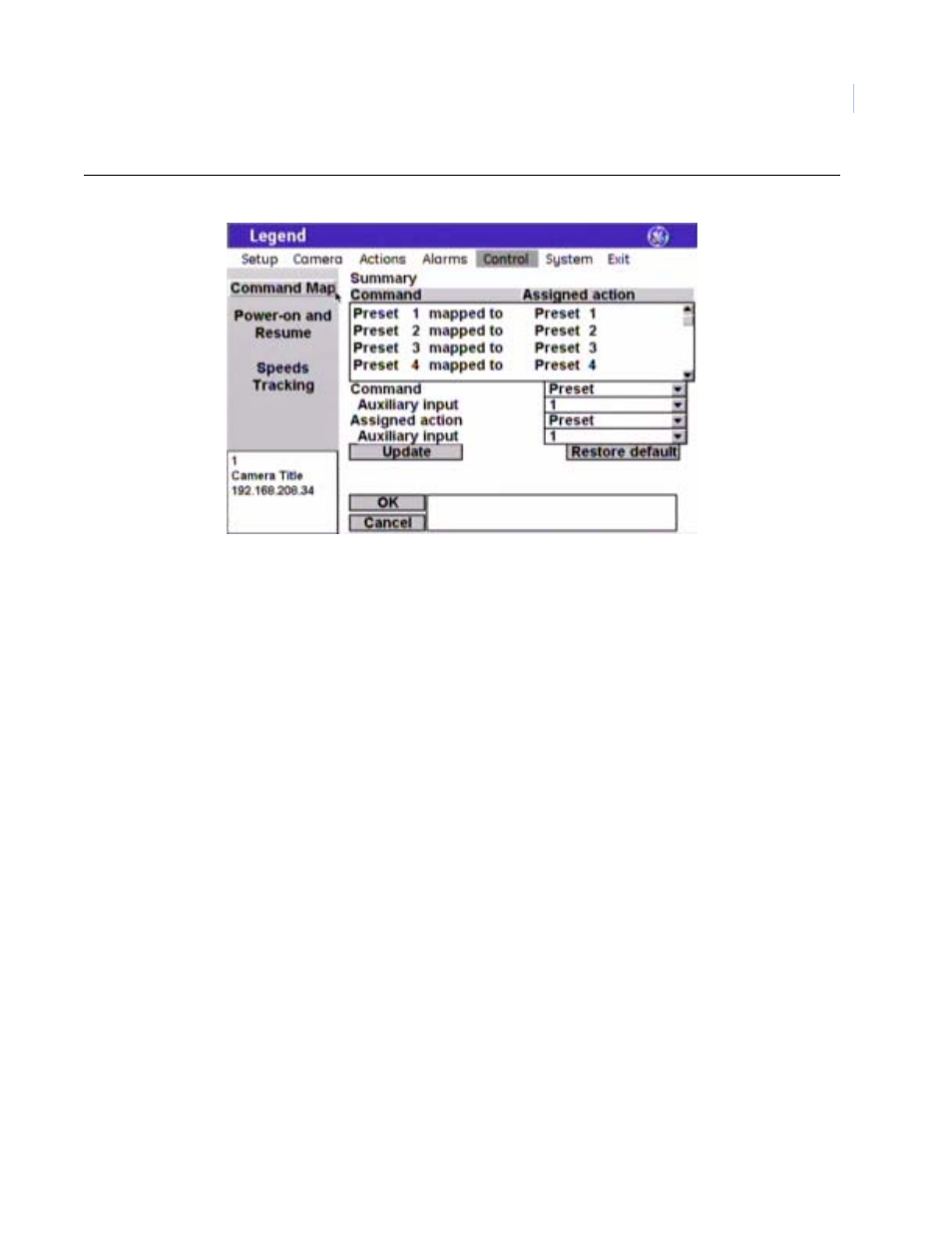 GE Monogram Security Legend Camera User Manual | Page 59 / 77