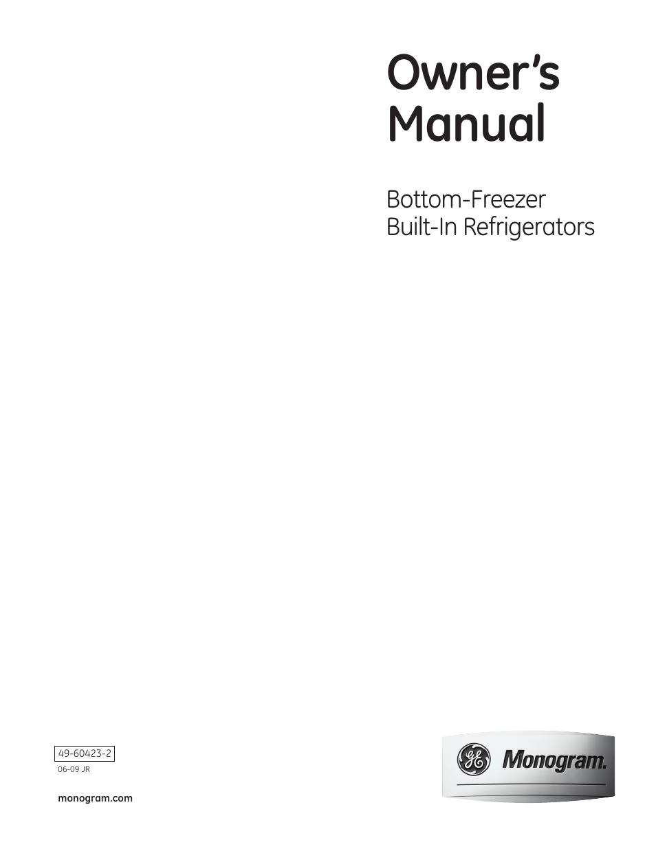 GE Monogram 49-60423-2 User Manual | 20 pages