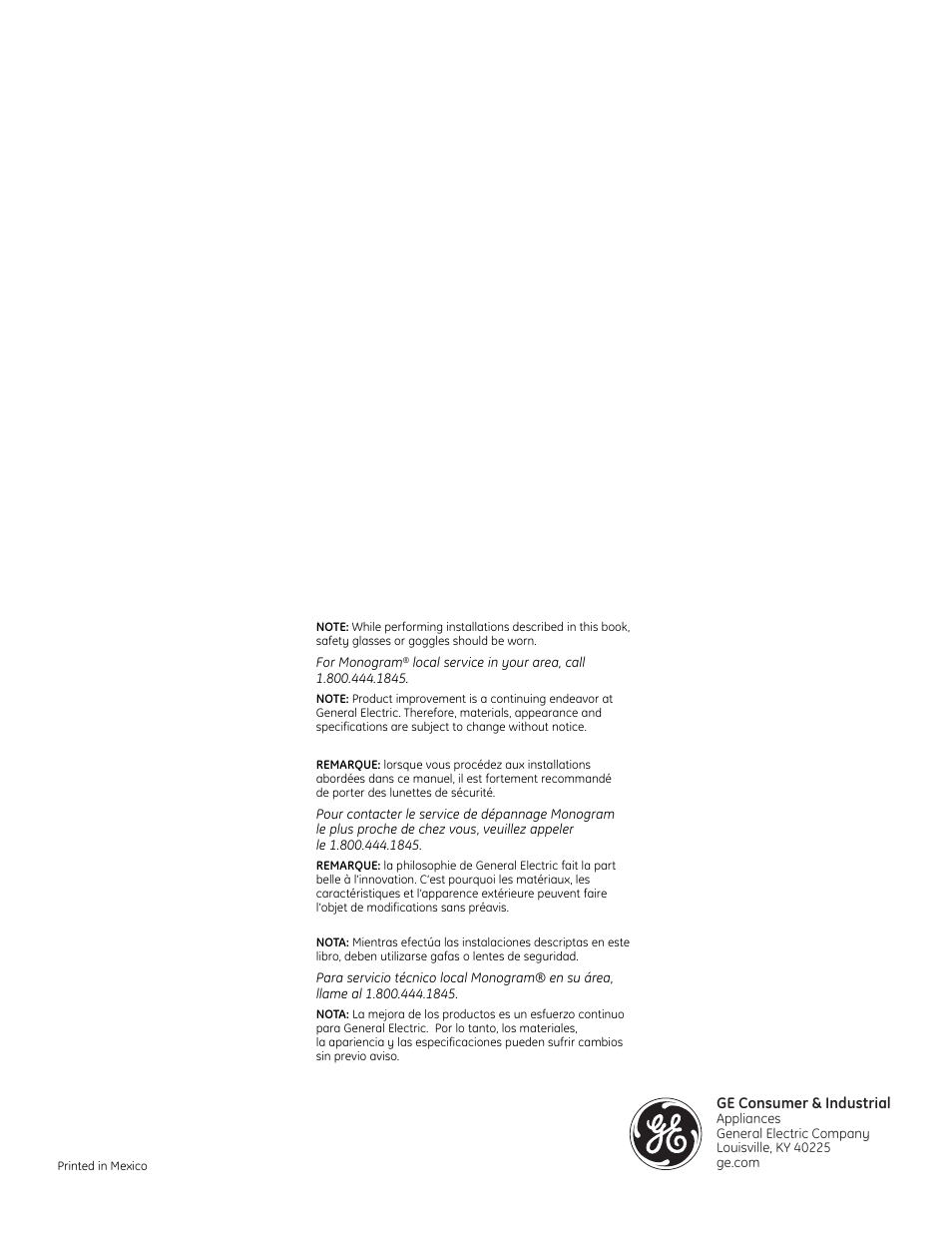 GE Monogram Professional Rangetop User Manual | Page 52 / 52