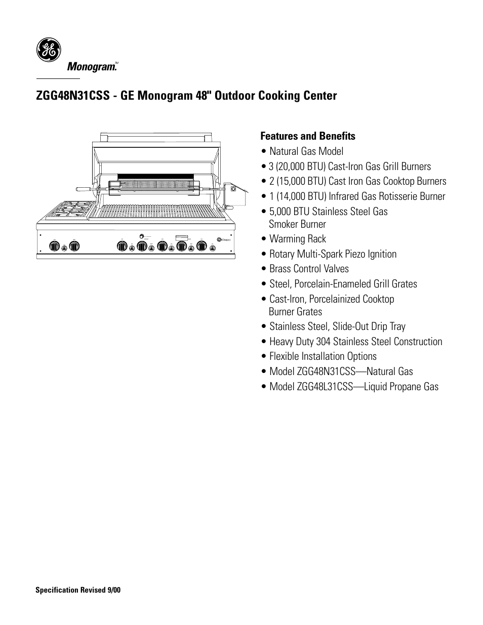 Monogram | GE Monogram ZGG48N31CSS User Manual | Page 3 / 3