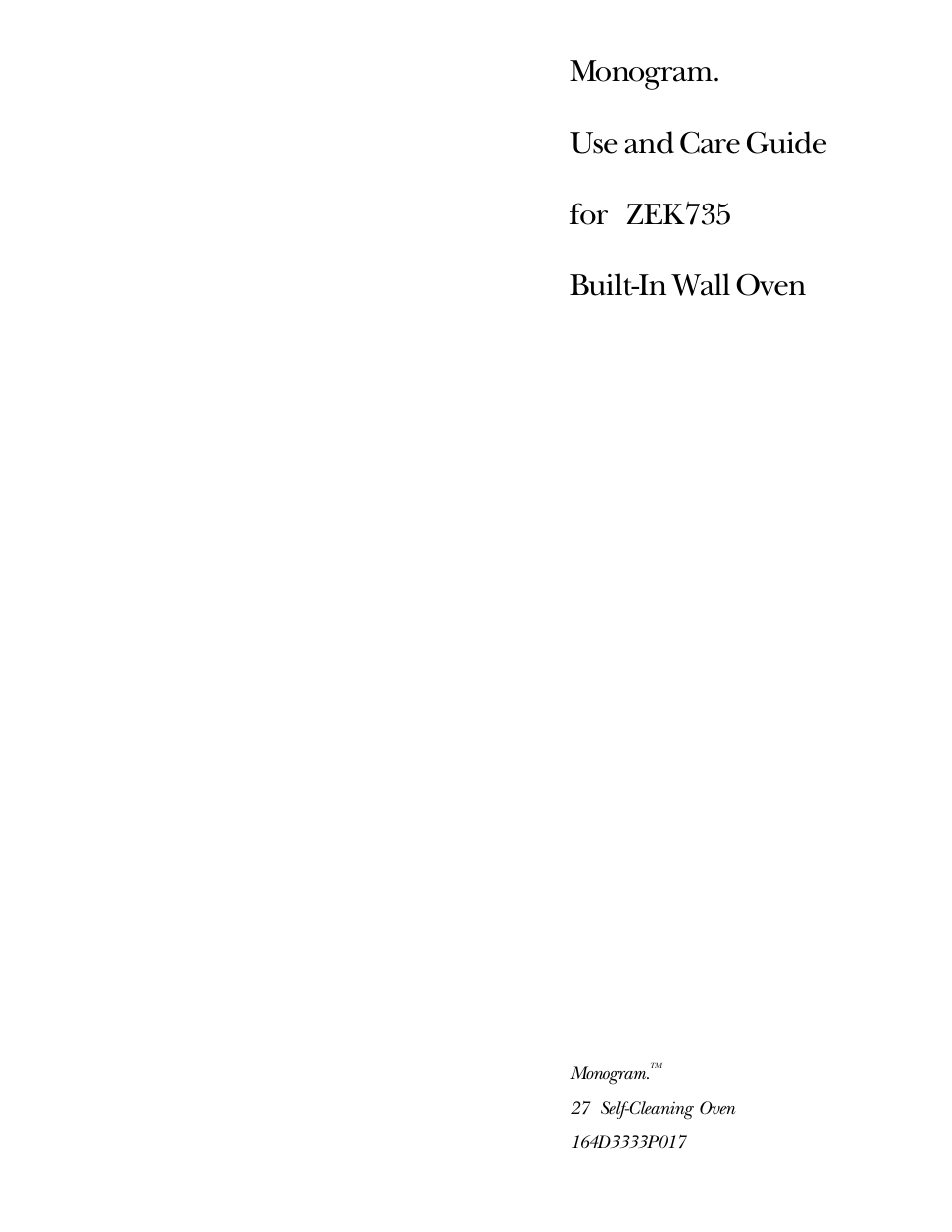 GE Monogram ZEK735 User Manual | 36 pages