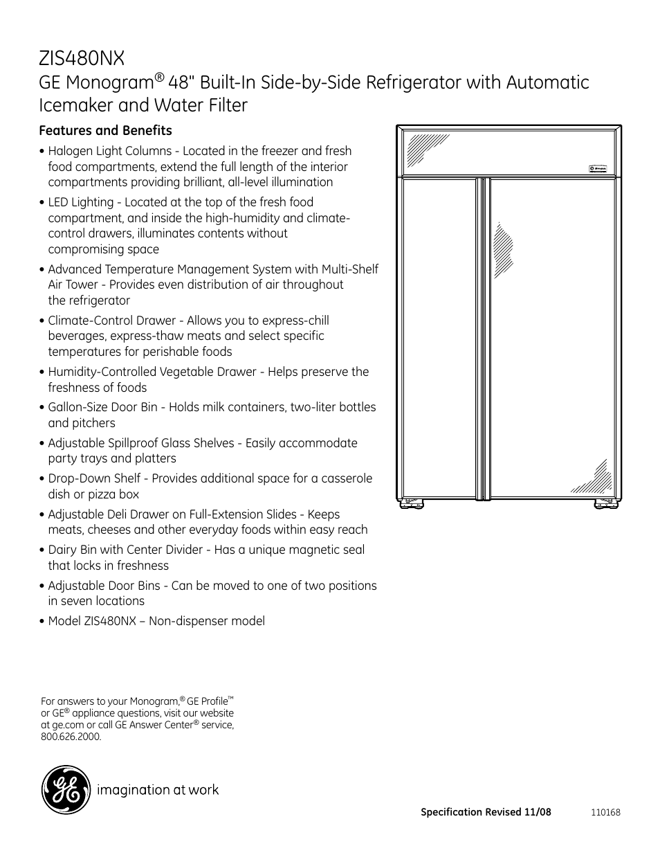 Zis480nx, Ge monogram, Zis480nr | GE Monogram ZIS480NX User Manual | Page 6 / 6