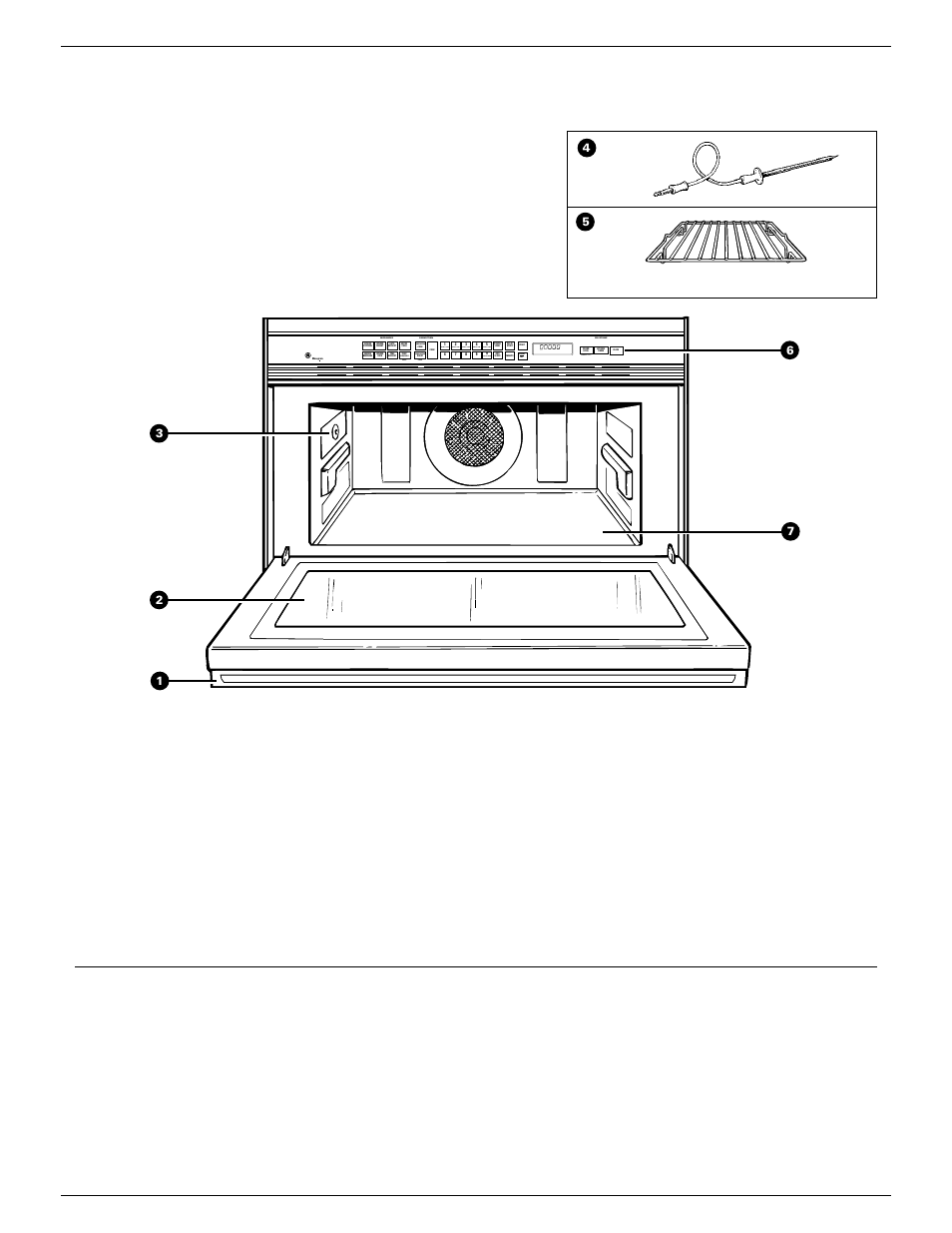 Features, Cooking complete reminder, Model and serial number location | Model and serial number, Location, 10 features of your oven, Use probe), Clock-on/off), Codes: 0-1-2-3 reminder probe microwave selections, Express cook | GE Monogram ZMC1090 Series User Manual | Page 10 / 36