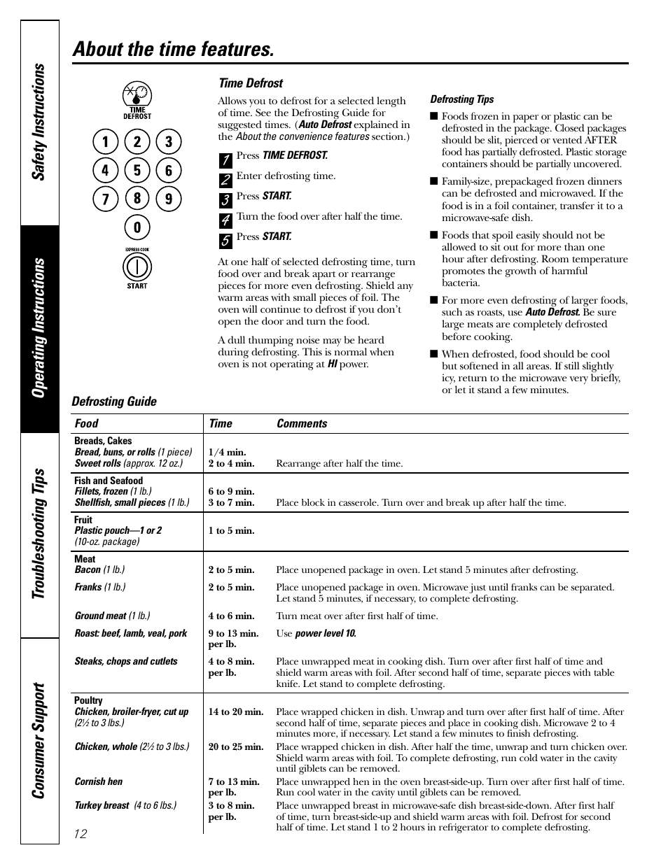 About the time features | GE Monogram JES1142SJ User Manual | Page 12 / 24