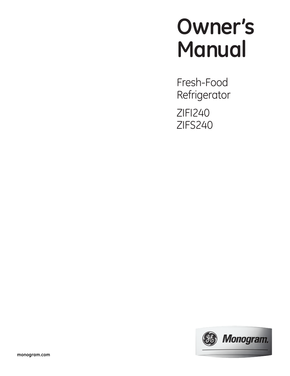 GE Monogram ZIFI240 User Manual | 20 pages
