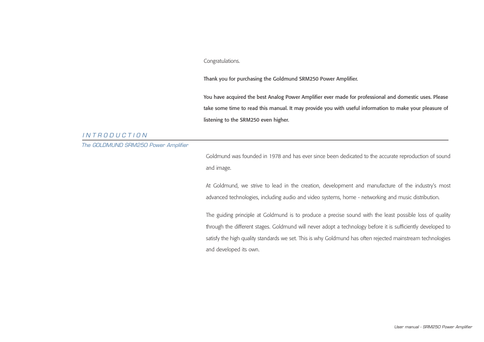 Goldmund SRM250 User Manual | Page 2 / 10