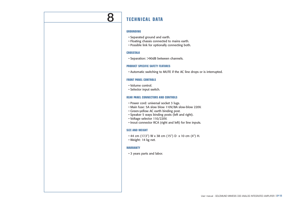 Goldmund MIMESIS 330 User Manual | Page 12 / 12